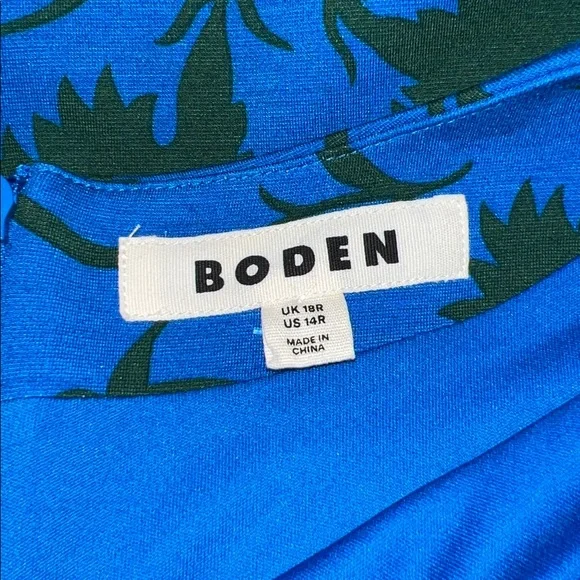 Boden 70s Blue Twisted Waist Jersey Dress Size 14R - Picture 8 of 10